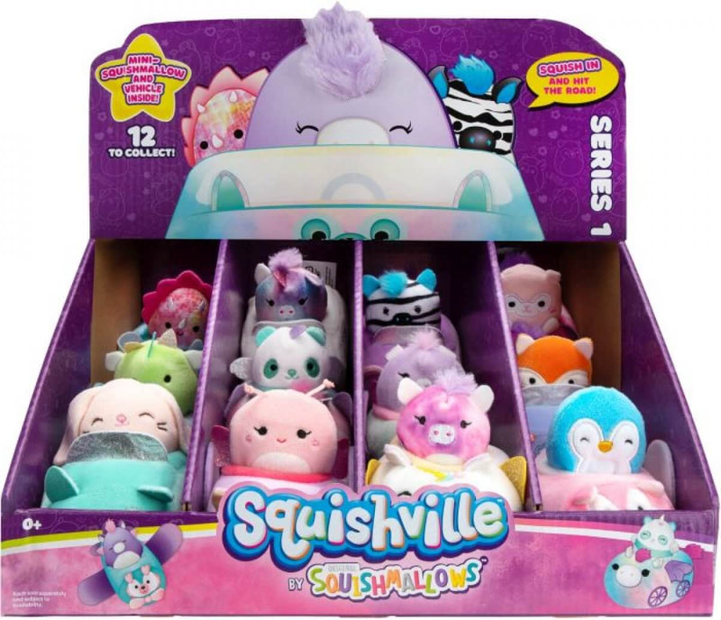 Squishville mini plüss járműben (2az1-ben) 5 cm