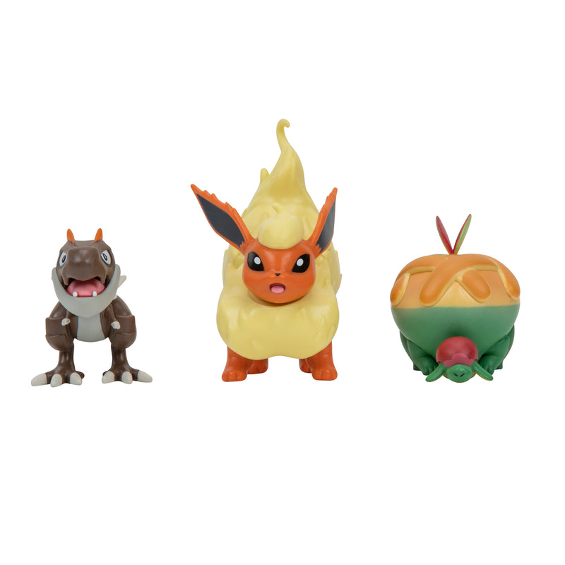 Pokémon 3 db-os figura csomag -  Appltun, Tyrunt, Flareon