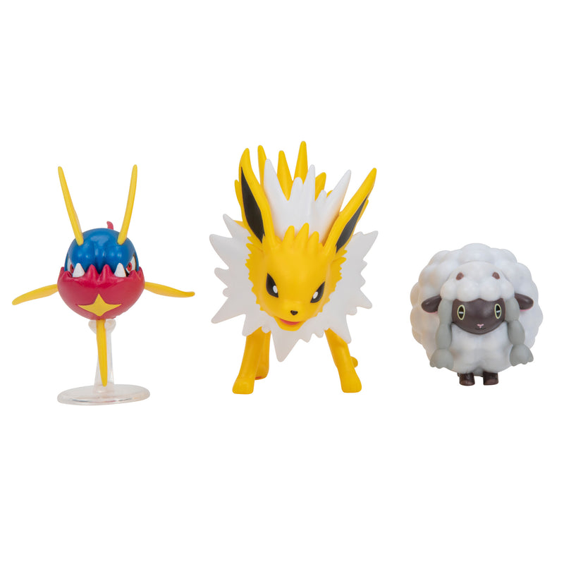 Pokémon 3 db-os figura csomag -  Wooloo, Carvanha, Jolteon