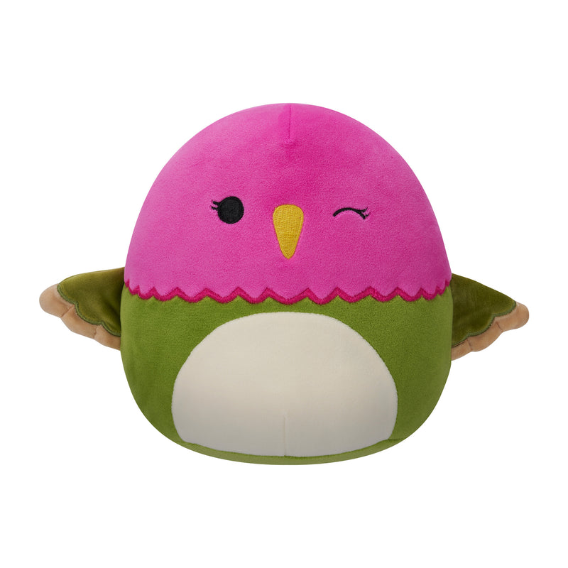 Squishmallows 20 cm - Nalma a rózsaszín és zöld, kacsintó kolibri