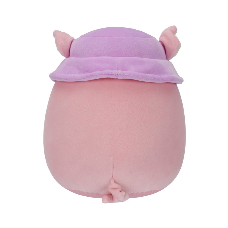 Squishmallows 20 cm - Peter a rózsaszín malac, trópusi itallal és sapkával