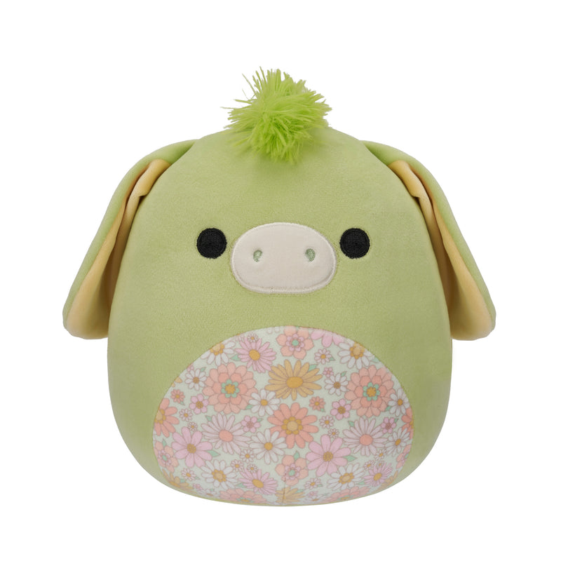 Squishmallows 20 cm - Juniper a zöld szamár virágos hassal