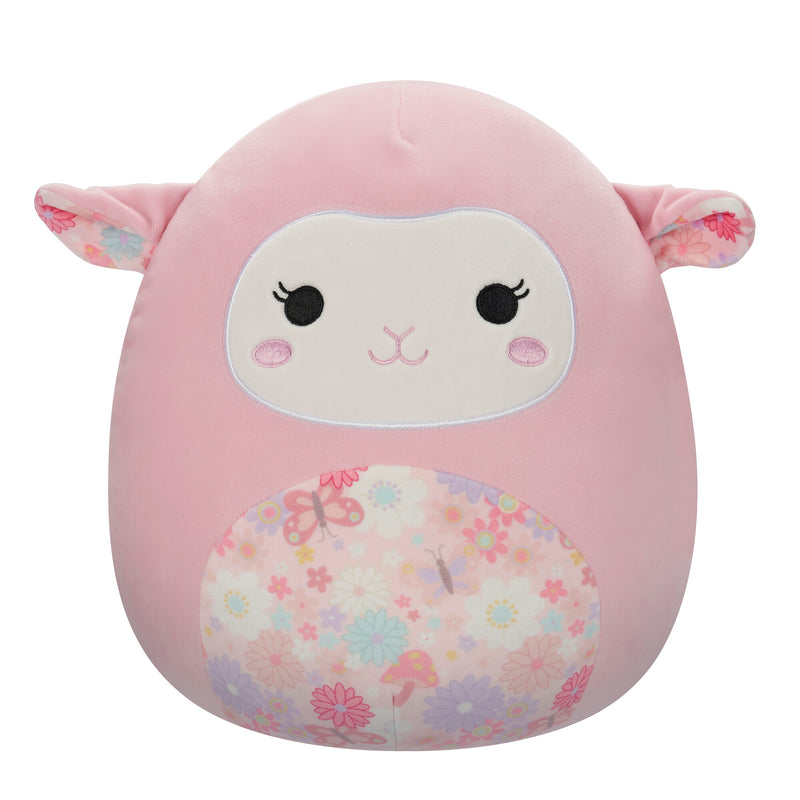 Squishmallows 30 cm - Lala a rózsaszín bárány virágos fülekkel és hassal