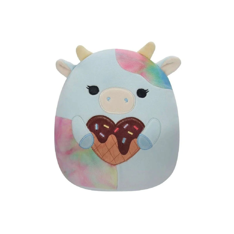 Squishmallows 20 cm - Caedia a kék foltos tehén fagyit tartva